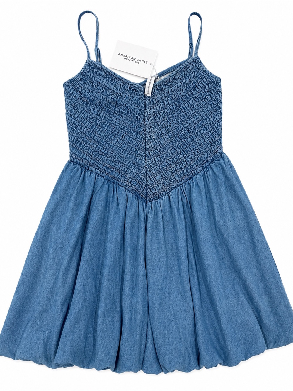 American Eagle Smocked Chambray Mini Dress Blue